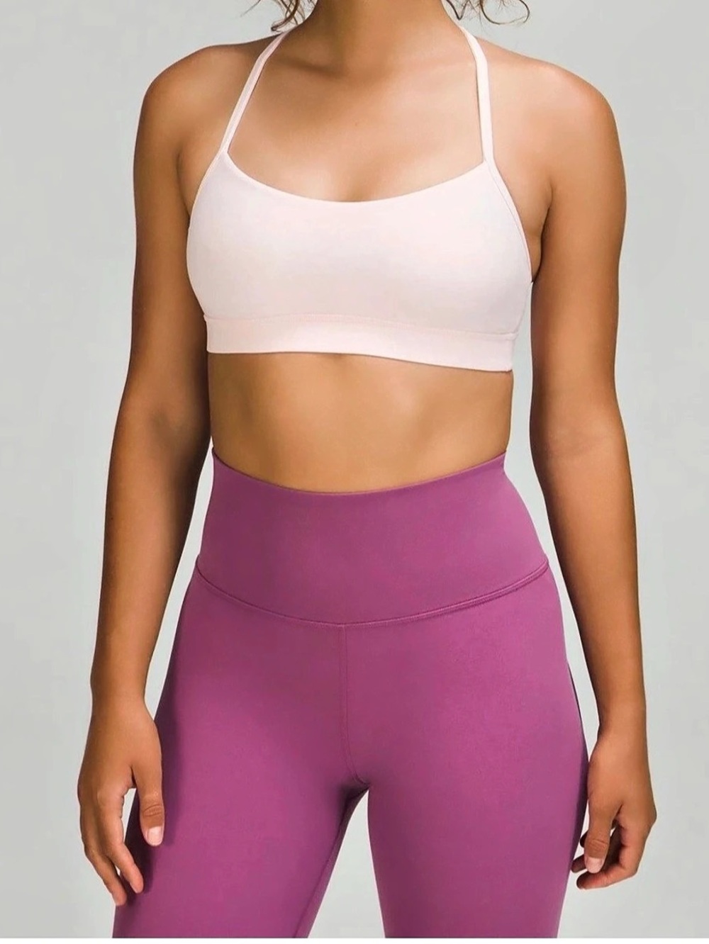 lululemon flow Y Bra *Light Support, A/B Cup strawberry milkshake